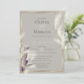 Amethyst Anthurium und Feathery Pampas Grass Einladung (Stehend Vorderseite)