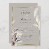 Amethyst Anthurium und Feathery Pampas Grass Einladung (Vorne/Hinten)