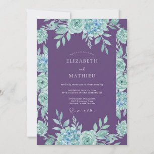 Amethyst Aqua Foliage Eukalyptus Hochzeit Einladung