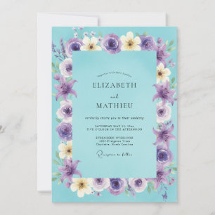Amethyst Aqua Kranz Hochzeit Einladung