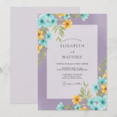 Amethyst-Aqua-Wildflower-Hochzeit Einladung (Vorne/Hinten)