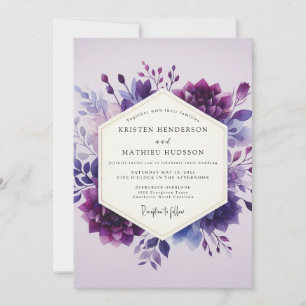 Amethyst Aquarelle Bloom Hochzeit Einladung