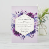 Amethyst Aquarelle Bloom Hochzeit Einladung (Stehend Vorderseite)