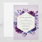 Amethyst Aquarelle Bloom Hochzeit Einladung (Vorne/Hinten)