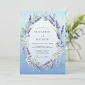 Amethyst Azur Kranz Hochzeit Einladung (Stehend Vorderseite)