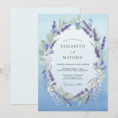 Amethyst Azur Kranz Hochzeit Einladung (Vorne/Hinten)