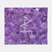 Amethyst Birthstone Monogram Personalisiert Name Fleecedecke (Vorderseite (Horizontal))