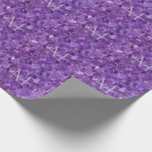 Amethyst Birthstone Monogram Personalisiert Name Geschenkpapier (Ecke)