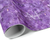 Amethyst Birthstone Monogram Personalisiert Name Geschenkpapier (Rolleneckpunkt)