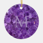 Amethyst Birthstone Monogram Personalisiert Name Keramik Ornament (Vorne)