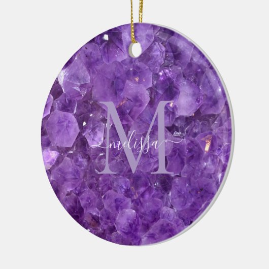 Amethyst Birthstone Monogram Personalisiert Name Keramik Ornament (Links)