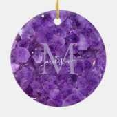 Amethyst Birthstone Monogram Personalisiert Name Keramik Ornament (Hinten)