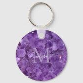 Amethyst Birthstone Monogram Personalisiert Name Schlüsselanhänger (Rückseite)