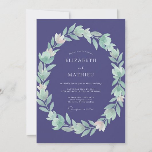 Amethyst-Blatt-Hochzeit Einladung (Vorderseite)