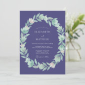 Amethyst-Blatt-Hochzeit Einladung (Stehend Vorderseite)
