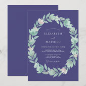 Amethyst-Blatt-Hochzeit Einladung (Vorne/Hinten)