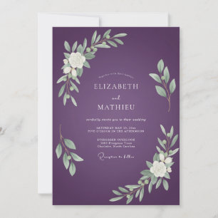 Amethyst-Blattwerk Dusty Eucalyptus Hochzeit Einladung