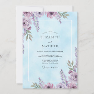 Amethyst Blaudistel Wisteria Hochzeit Einladung