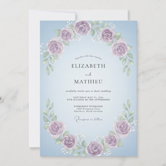 Amethyst Blauring Hochzeit Einladung (Vorderseite)