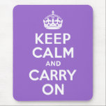 Amethyst bleibt ruhig und führt weiter mousepad<br><div class="desc">Lila und weiße "Keep Calm and Carry On" moderne Version des klassischen Posters.</div>