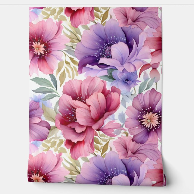 Amethyst Bloom Rhapsody Botanical Tapete (Abrollen)