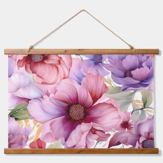 Amethyst Bloom Rhapsody Botanical Wandteppich Mit Holzrahmen (Vorne)