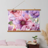 Amethyst Bloom Rhapsody Botanical Wandteppich Mit Holzrahmen (Schlafzimmer)