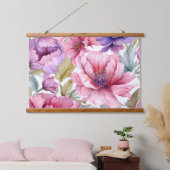 Amethyst Bloom Rhapsody Botanical Wandteppich Mit Holzrahmen (Schlafzimmer)