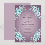 Amethyst-Blumenwirbel-Hochzeit Einladung (Vorne/Hinten)