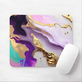 Amethyst & Blush Marble with Liquid Gold Mousepad