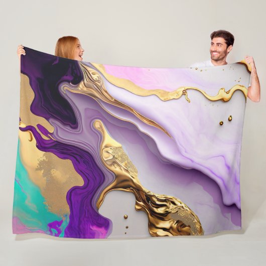 Amethyst & Blush Marmor mit flüssigem Gold Fleecedecke (Beispiel)