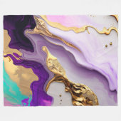 Amethyst & Blush Marmor mit flüssigem Gold Fleecedecke (Vorderseite (Horizontal))