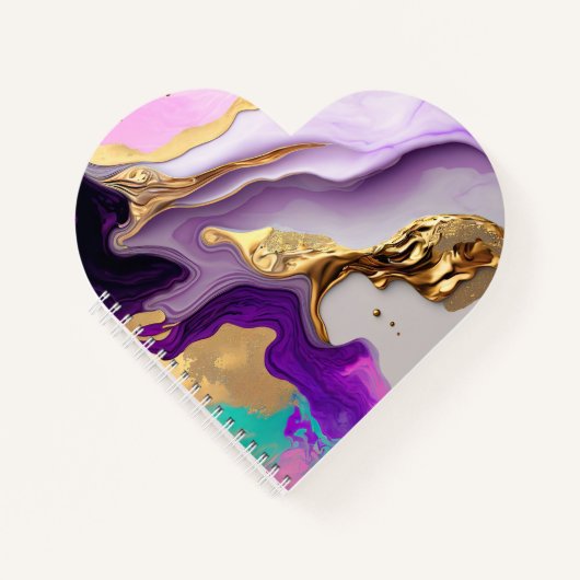 Amethyst & Blush Marmor mit flüssigem Gold Notizblock (Vorderseite)