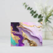 Amethyst & Blush Marmor mit flüssigem Gold Postkarte (Stehend Vorderseite)