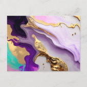 Amethyst & Blush Marmor mit flüssigem Gold Postkarte (Vorderseite)
