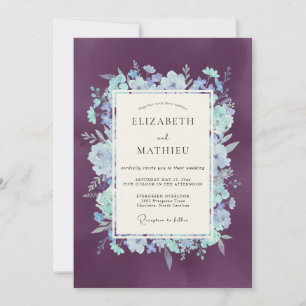 Amethyst-Blütenhochzeit Einladung