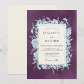 Amethyst-Blütenhochzeit Einladung (Vorne/Hinten)