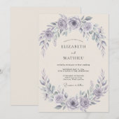 Amethyst-Botanik-Kranz-Hochzeit Einladung (Vorne/Hinten)