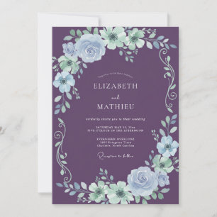 Amethyst Bouquet Eukalyptus Hochzeit Einladung