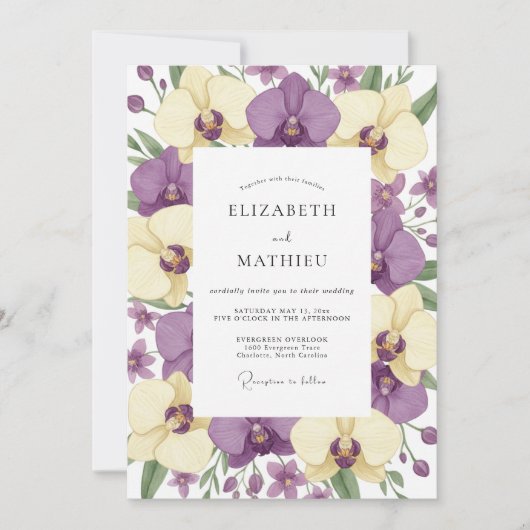 Amethyst-Butter-Orchideen-Hochzeit Einladung (Vorderseite)