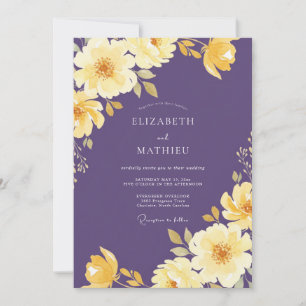 Amethyst-Butter-Wasserfarben-Hochzeit Einladung
