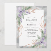 Amethyst Champagner Blatt Hochzeit Einladung (Vorne/Hinten)