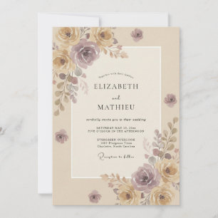 Amethyst Champagner Gemalte Hochzeit Einladung