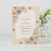 Amethyst Champagner Gemalte Hochzeit Einladung (Stehend Vorderseite)
