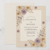 Amethyst Champagner Gemalte Hochzeit Einladung (Vorne/Hinten)