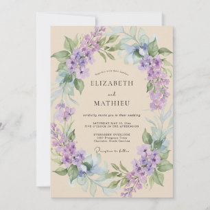 Amethyst Champagner Kranz Hochzeit Einladung