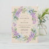 Amethyst Champagner Kranz Hochzeit Einladung (Stehend Vorderseite)