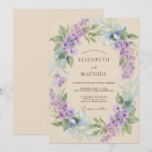 Amethyst Champagner Kranz Hochzeit Einladung (Vorne/Hinten)
