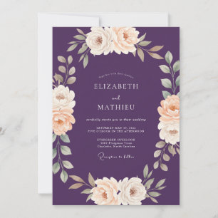 Amethyst Champagner Ranunculus Eukalyptus Hochzeit Einladung