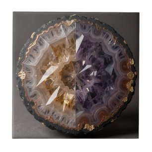 Amethyst Citrin gespaltenes Geode Kristall Luxus Fliese